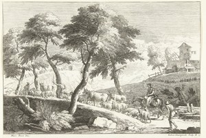 Heuvellandschap met herders en vee