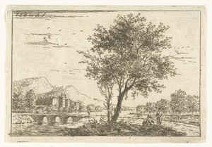 Heuvellandschap met kasteel aan rivier