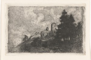 Heuvellandschap met ruïne