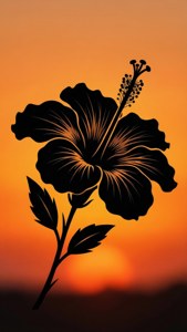 Hibiscus Silhouette Sunset