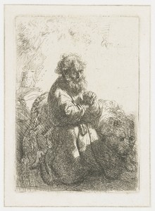 Hieronymus geknield in gebed