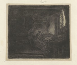 Hieronymus in een donker studeervertrek