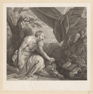 Hiëronymus met slapende leeuw en kruisbeeld
