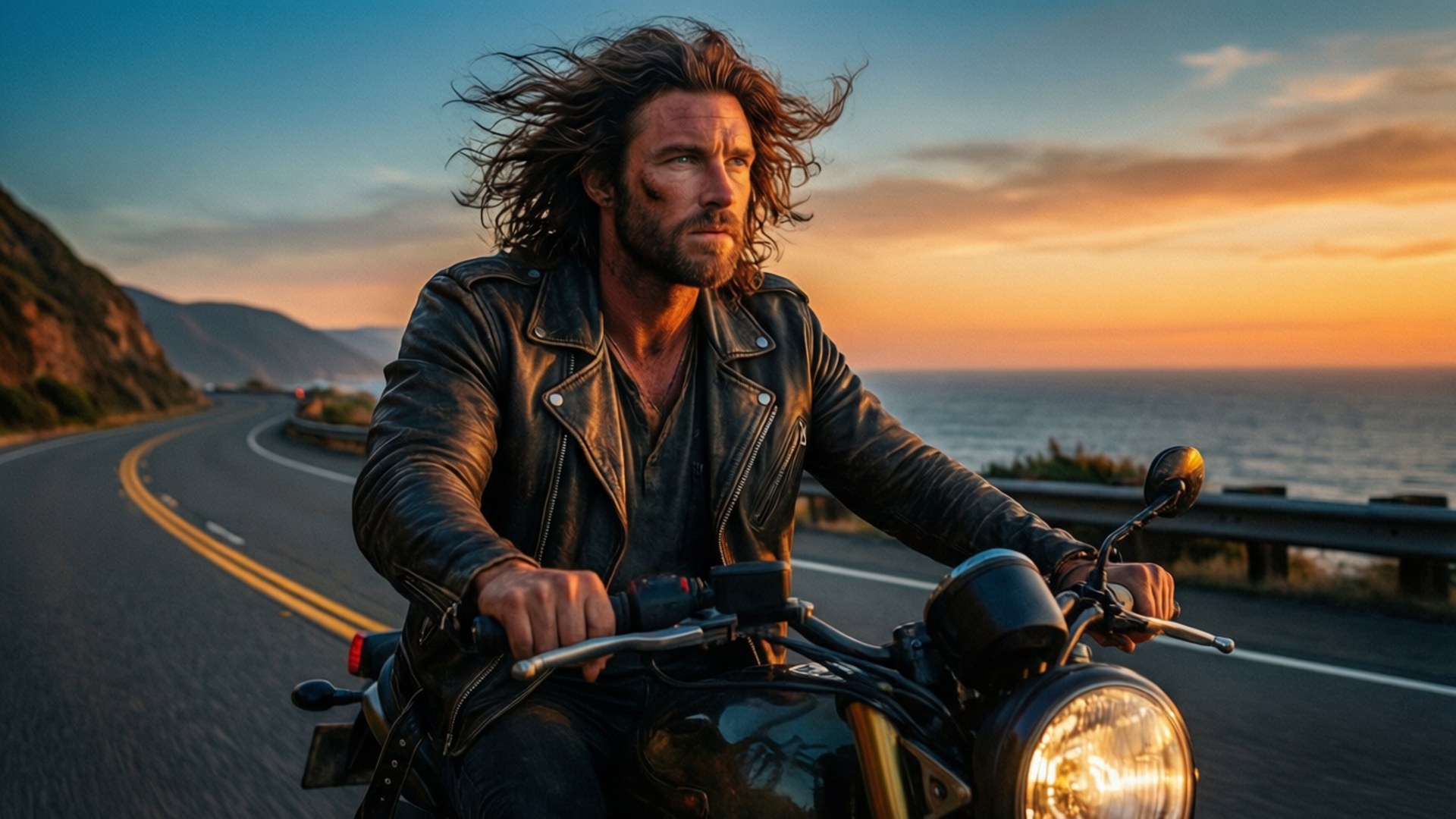 Highway Sunset Ride by Wallpapers.art Studio