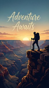 Hiker at Canyon Sunset