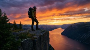 Hiker's View of Saguenay at Sunset