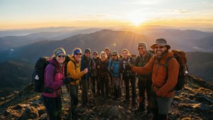Hikers Arrive at Summit
