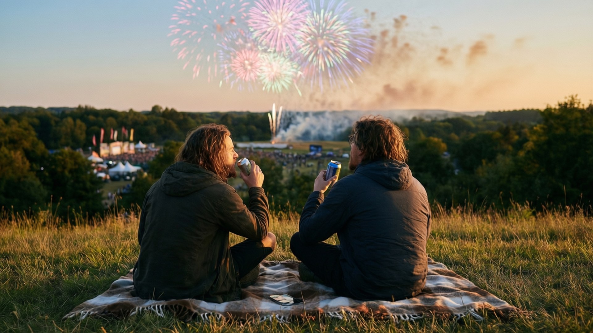 Hilltop Fireworks View by Wallpapers.art Studio