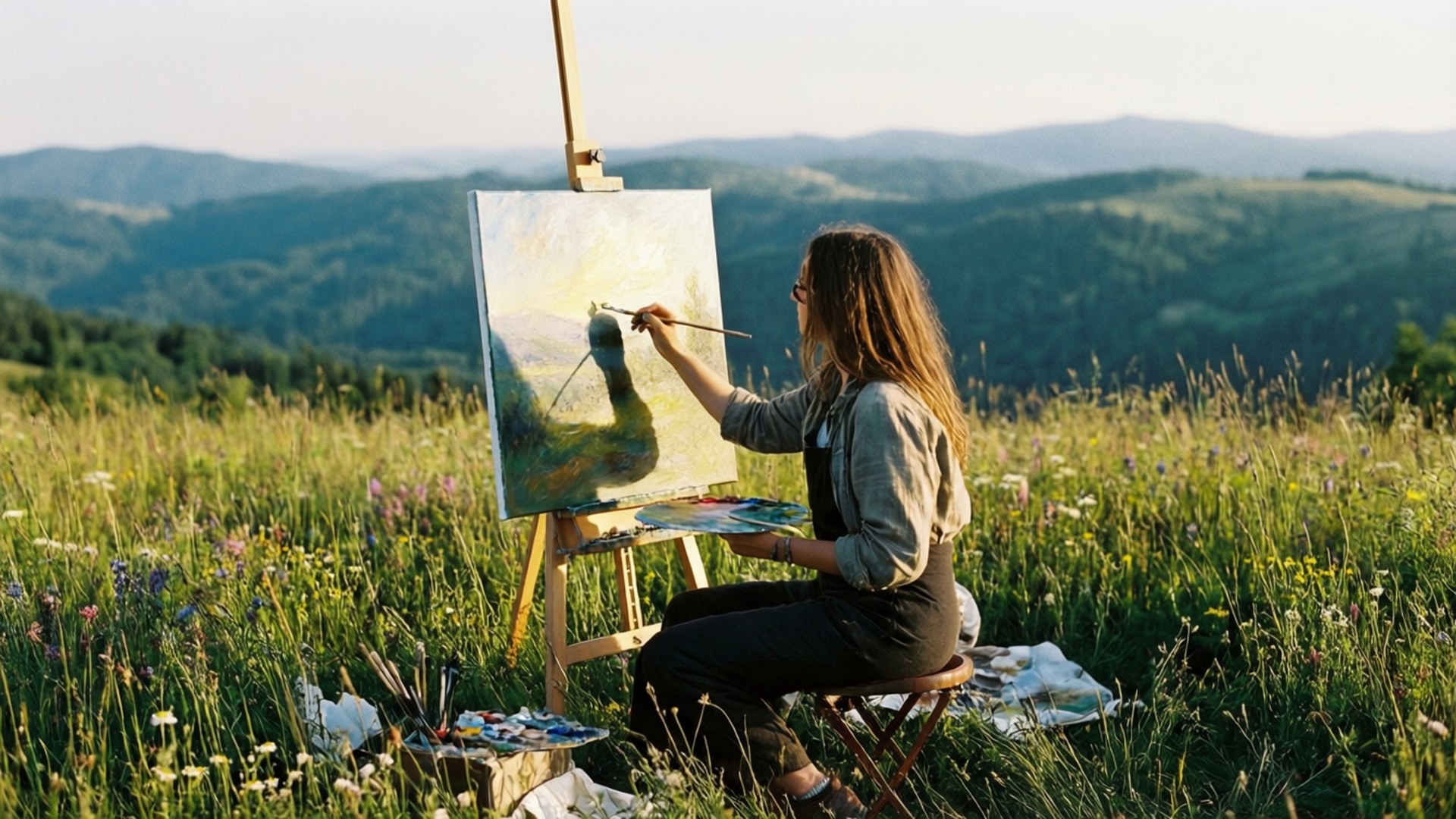 Hilltop Painting Afternoon by Wallpapers.art Studio