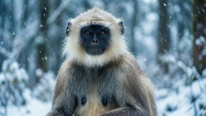 Himalayan Langur in Snow