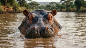 Hippo in River