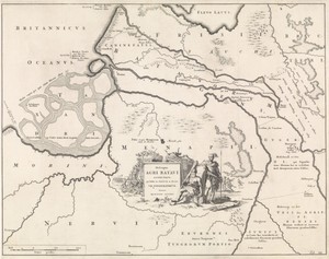 Historische kaart van Nederland met de gebieden van de Bataven en Friezen III