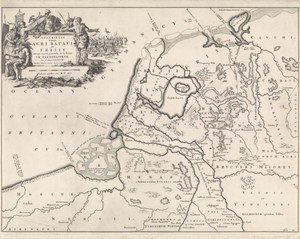 Historische kaart van Nederland ten tijde van de Bataven en de Friezen II