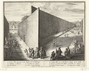 Hoge heggen en maliebaan in het park van Enghien