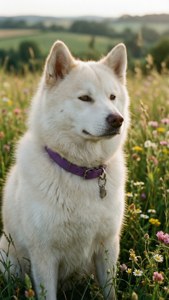 Hokkaido Dog in Flowers