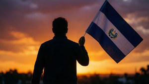 Hold Flag at Sunset