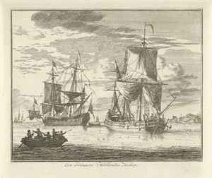 Hollandse hoeker op het water
