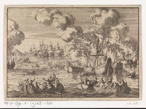 Hollandse koopvaardijvloot wordt in het Vlie door Engelse branders vernietigd, 1666