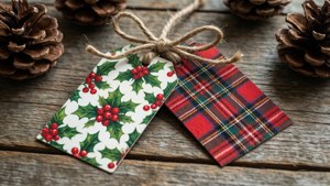 Holly and Plaid Tags Duo