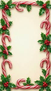Holly Berry Candy Cane Border