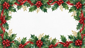 Holly Berry Watercolor Border