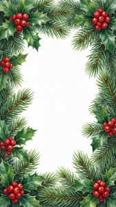 Holly Berry Watercolor Border