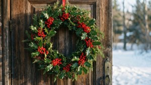 Holly Wreath Door