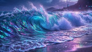 Holographic Neon Ocean