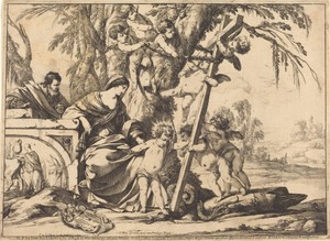 Holy Family with Angels and the Cross, Crushing a Serpent
