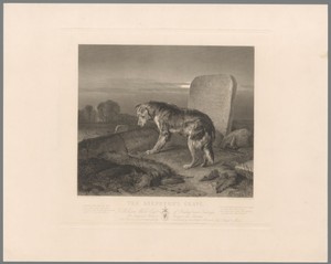 Hond bij het graf van de herder