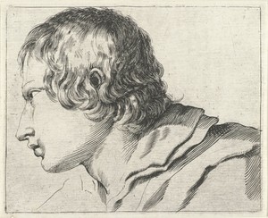 Hoofd van een jonge man, naar links gewend