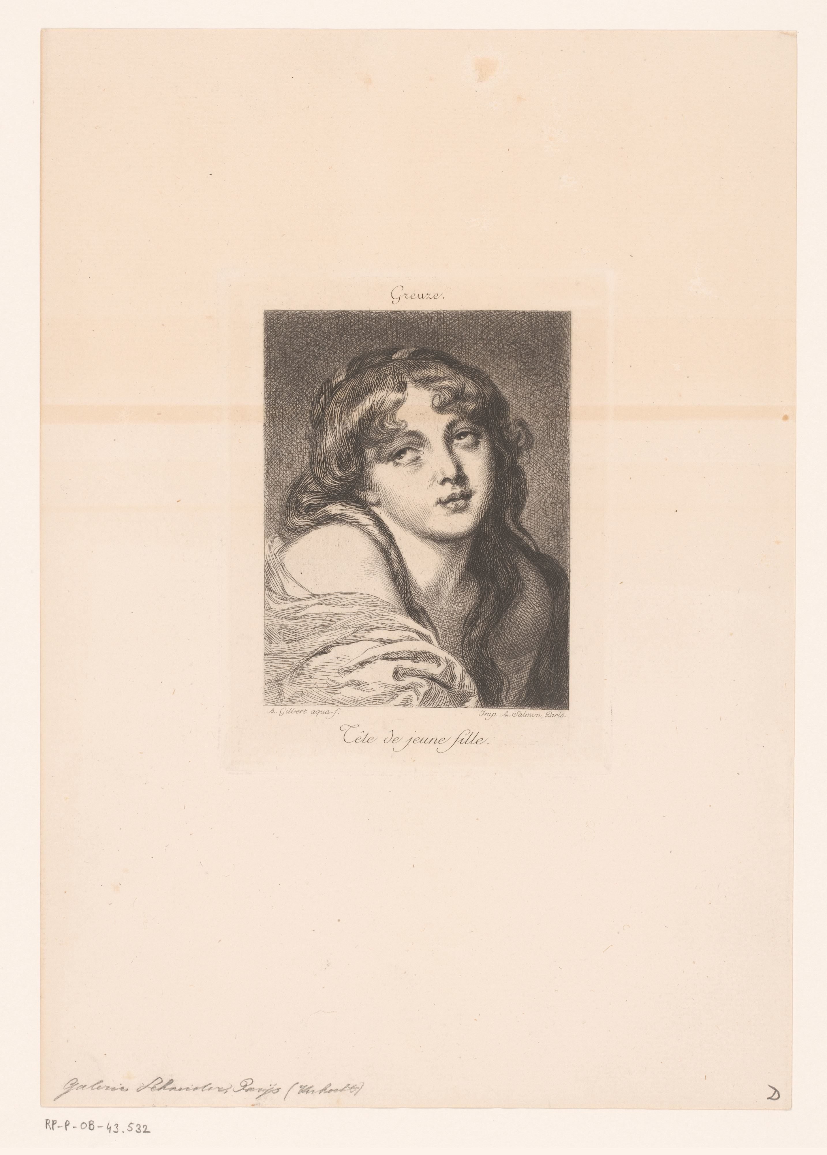 Hoofd van een jonge vrouw by Achille Isidore Gilbert