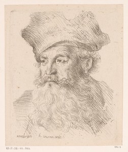 Hoofd van een oude man van boven kaal en profile