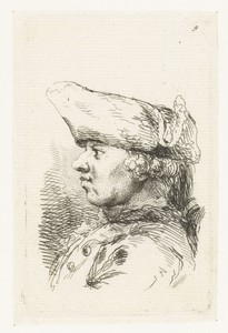 Hoofd van man met tricorne