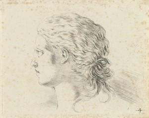 Hoofd van vrouw, in profiel naar links