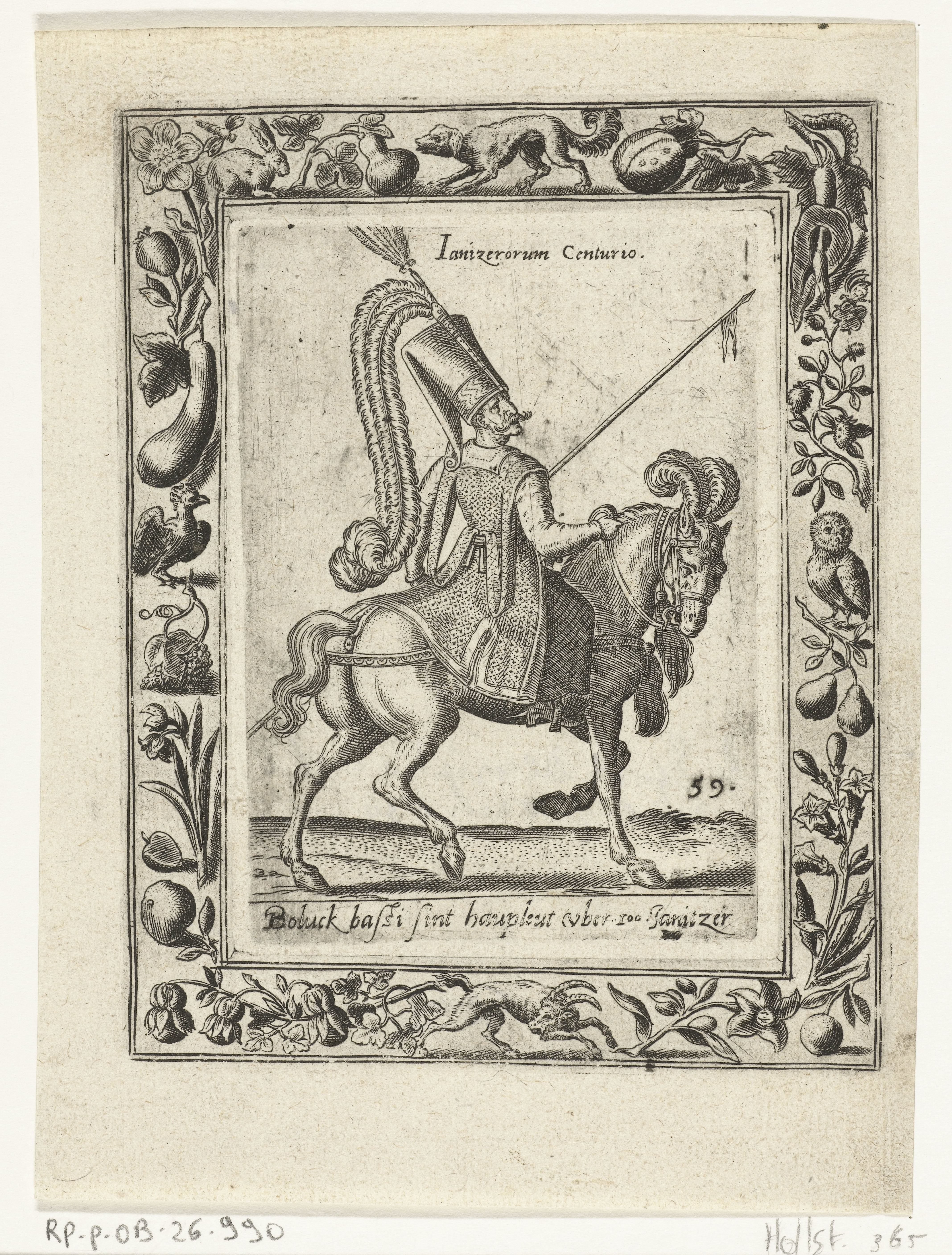 Hoofdman van de Janitsaren te paard by Abraham de Bruyn