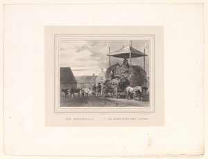 Hooiwagen bij een hooiberg