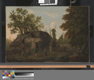 Hop Pickers Outside a Cottage