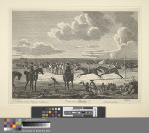 [Horse-racing] Set of six: 6. 'Finish'd Horses / Match'em & Trajan Runing at New-market'