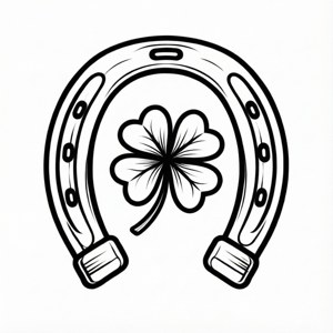 Horseshoe and Clover Line Art