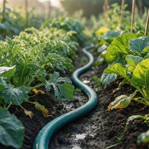 Hose in Vegetable Garden
