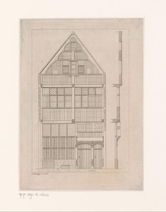 Houten gevel van een woning in de Saucierstraat in Antwerpen
