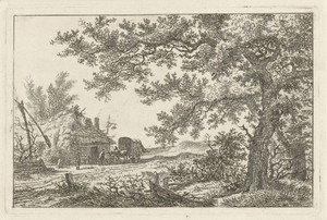 Huifkar bij boerderij