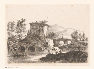 Huis bij een brug aan het water