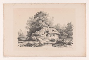 Huis met vrouw in deuropening