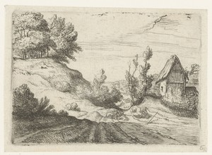 Huis naast een heuveltop begroeid met bomen