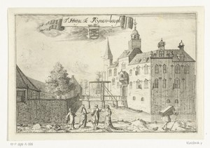 Huis of kasteel met ophaalbrug te Rhijnenburgh