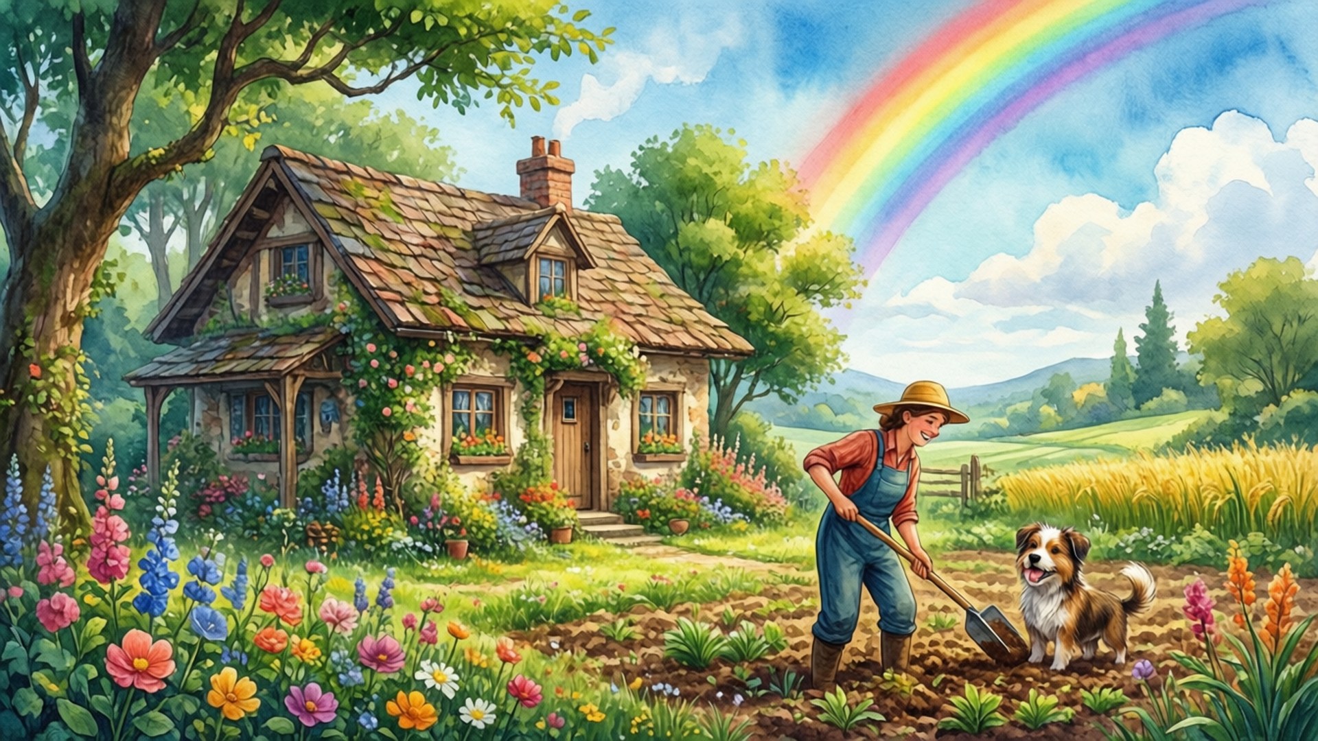 Humble Cottage Garden by Wallpapers.art Studio