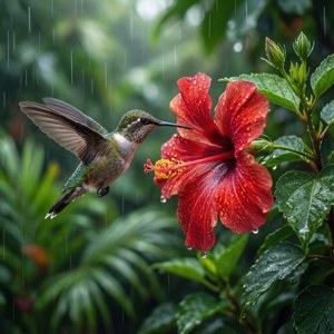 Hummingbird and Hibiscus