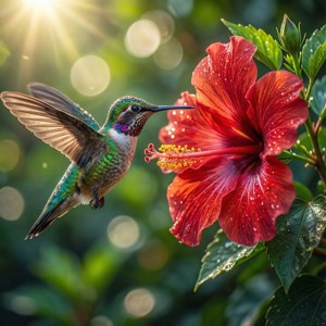 Hummingbird and Hibiscus